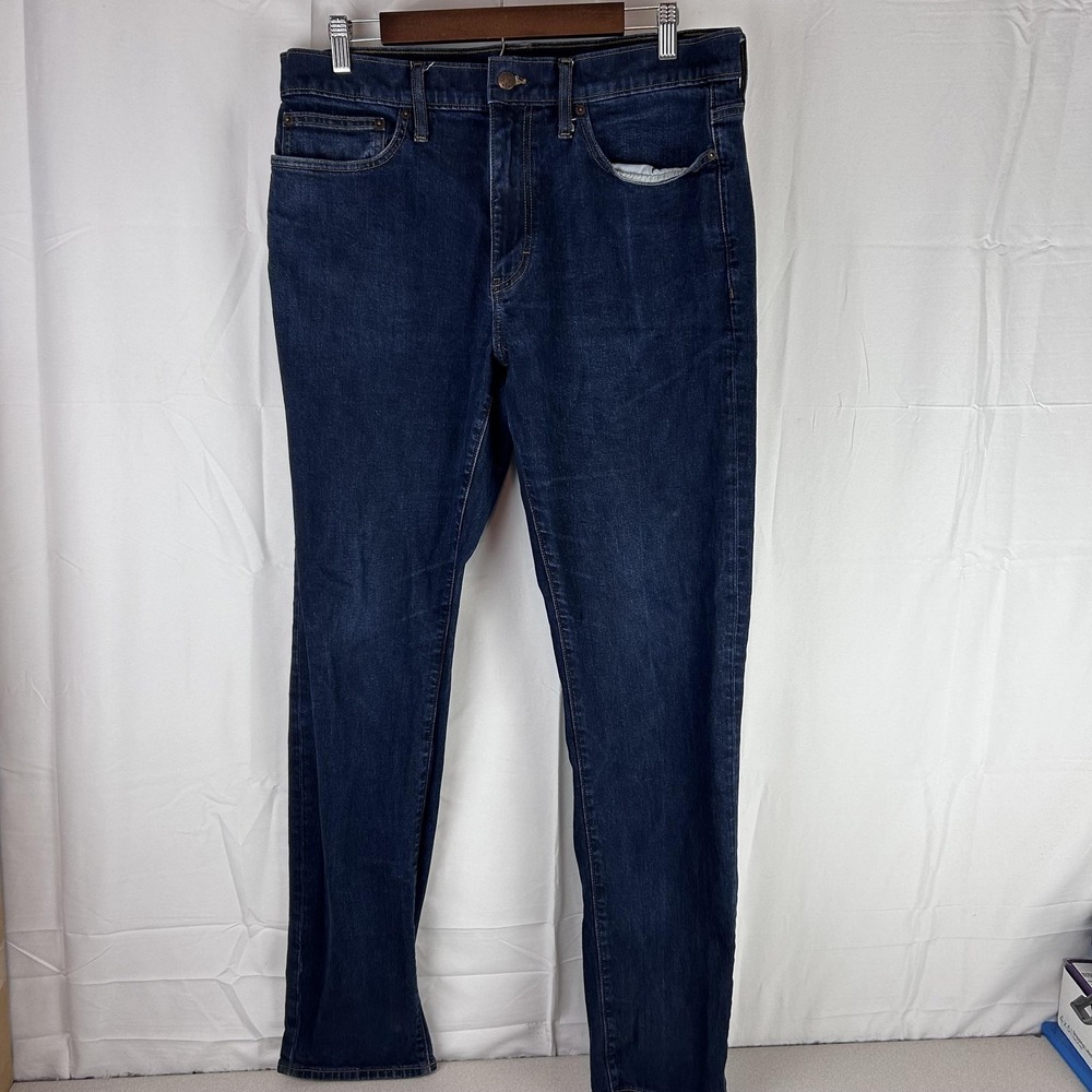 J.Crew Jeans Mens 35x34 Blue Dark Wash‎ Athletic Slim Flex Stretch Reimagined